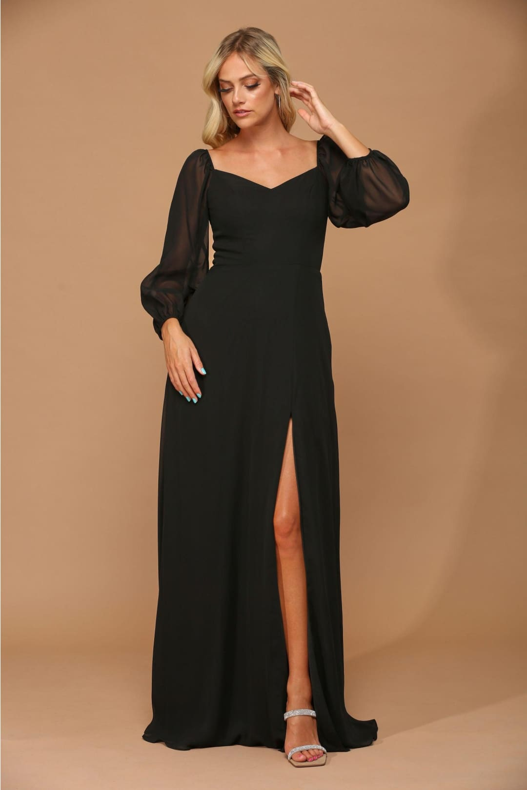 Eva USA 3452 Long Sleeve Formal Chiffon Dress