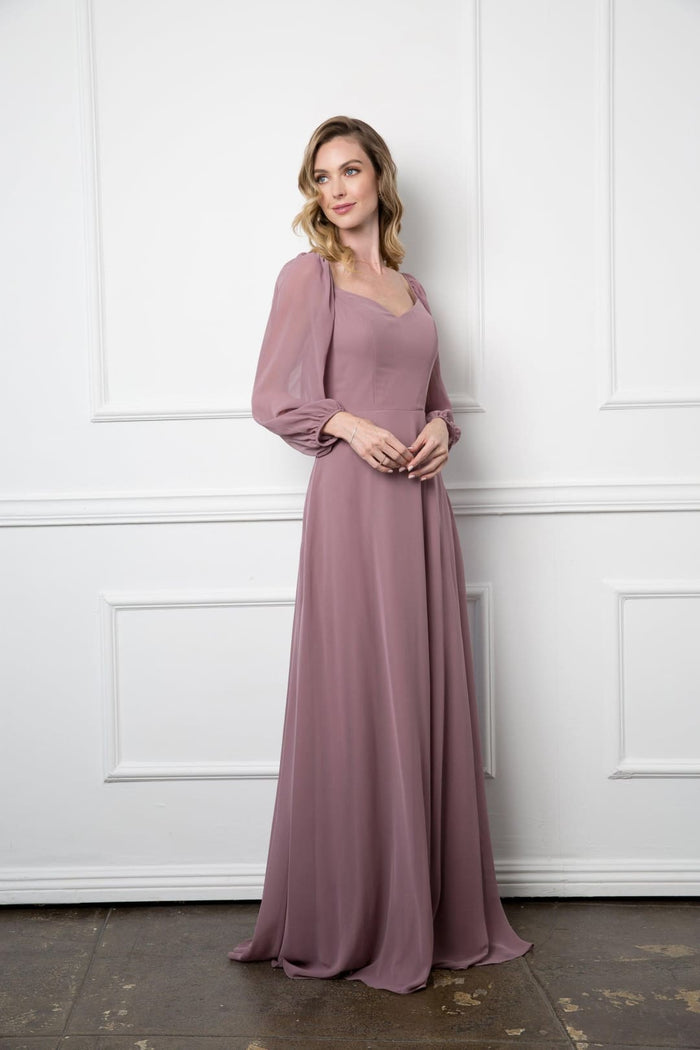 Eva USA 3452 Long Sleeve Formal Chiffon Dress