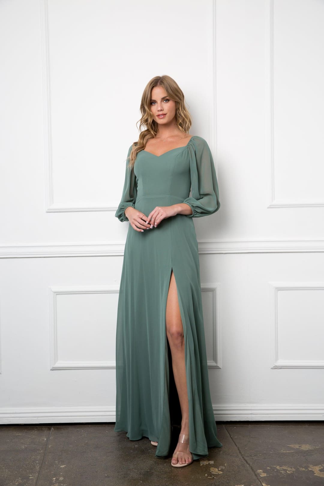 Eva USA 3452 Long Sleeve Formal Chiffon Dress