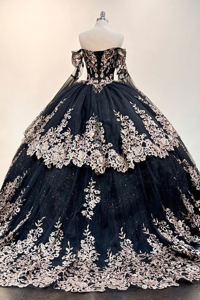 Long Sleeve Off-Shoulder Ball Gown by Elizabeth K GL3184