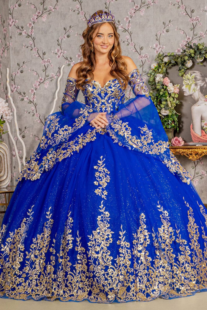 Long Sleeve Off-Shoulder Ball Gown by Elizabeth K GL3184