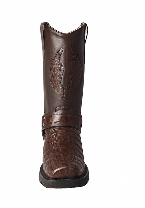 Los Altos Boot - Los Altos Cowboy Boots - Men's Biker Design Genuine Leather Caiman Tail Western Boots with Industrial Sole