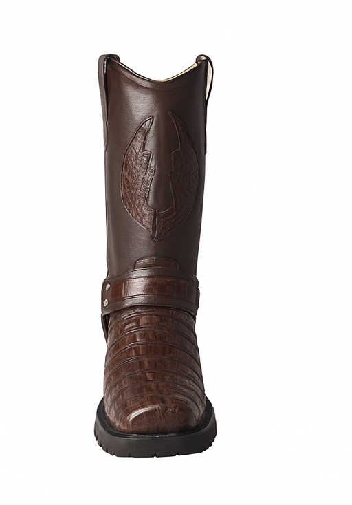 Los Altos Boot - Los Altos Cowboy Boots - Men's Biker Design Genuine Leather Caiman Tail Western Boots with Industrial Sole
