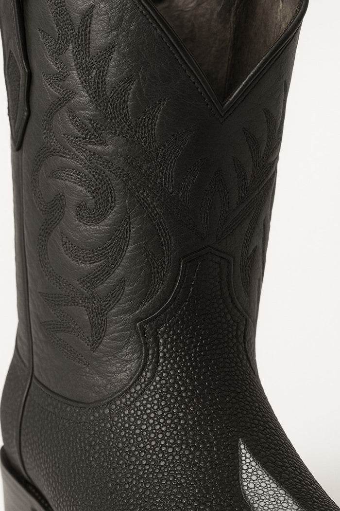 Los Altos Boots Men's Single Stone Stingray Square 7-Toe Cowboy Botas de mantarraya - Mantarraya boots