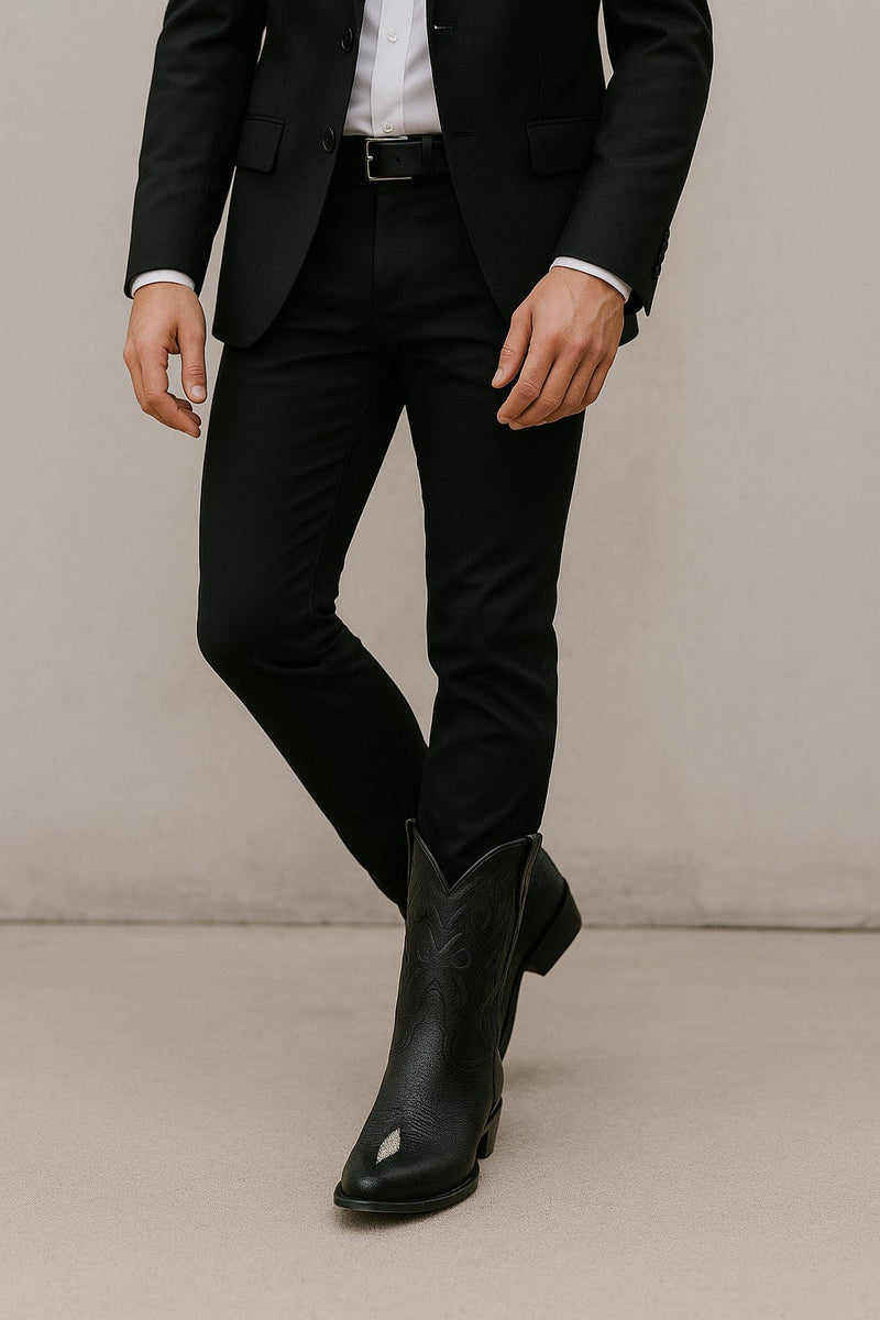 Los Altos Boots Men's Single Stone Stingray Square 7-Toe Cowboy Botas de mantarraya - Mantarraya boots
