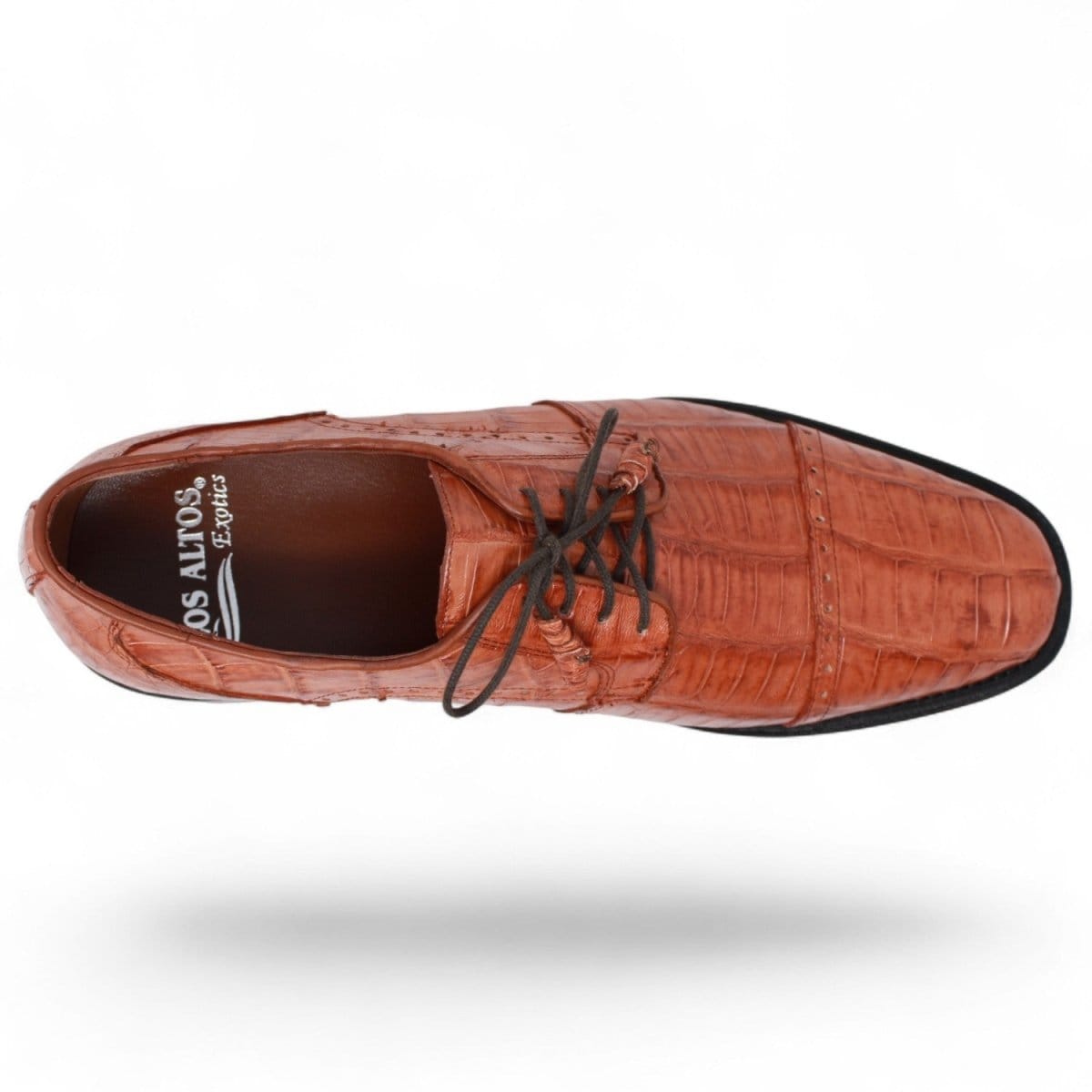 Men's Genuine Caiman Belly Skin Dress Shoes Cognac Color - Los Altos Boots