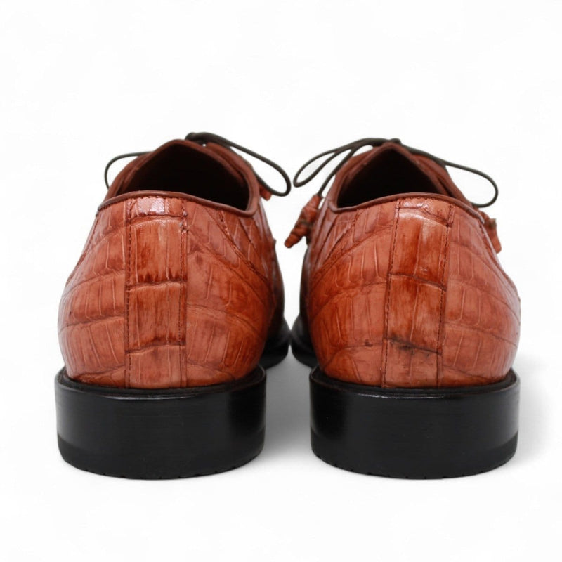 Men's Genuine Caiman Belly Skin Dress Shoes Cognac Color - Los Altos Boots