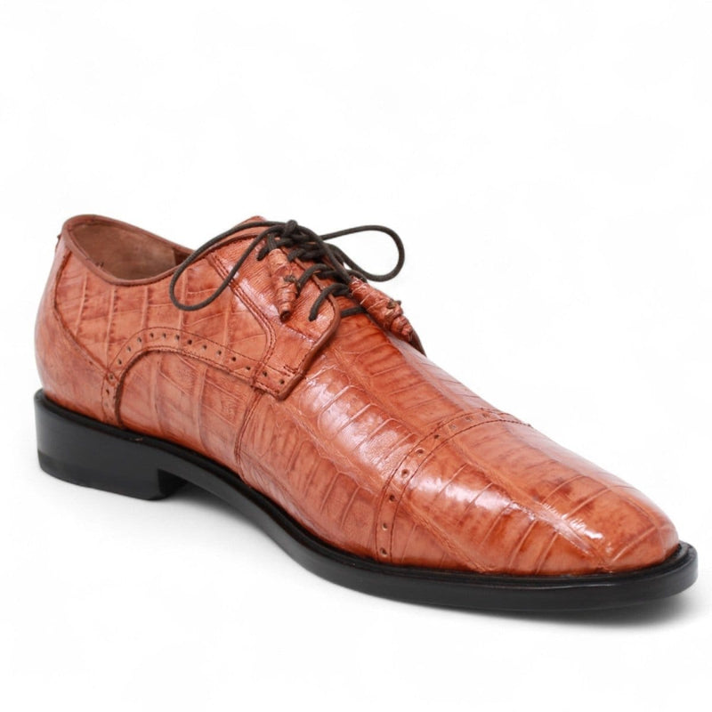 Men's Genuine Caiman Belly Skin Dress Shoes Cognac Color - Los Altos Boots