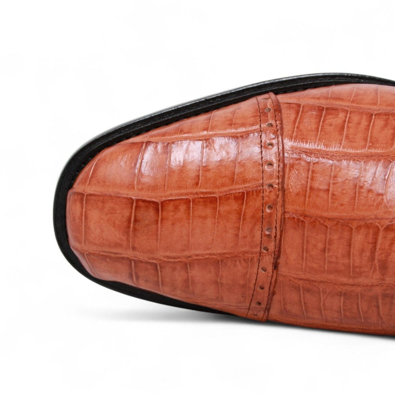 Men's Genuine Caiman Belly Skin Dress Shoes Cognac Color - Los Altos Boots