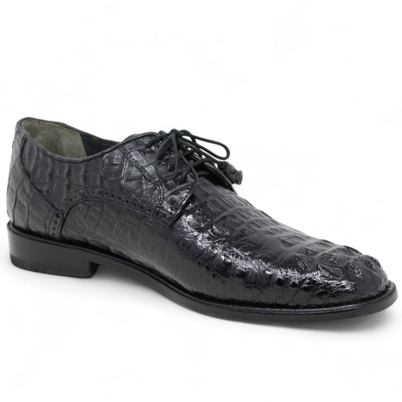 Men's Genuine Caiman Hornback Skin Dress Shoes Black Color - Los Altos Boots