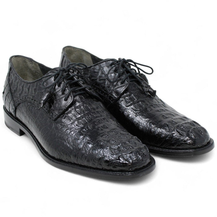 Men's Genuine Caiman Hornback Skin Dress Shoes Black Color - Los Altos Boots