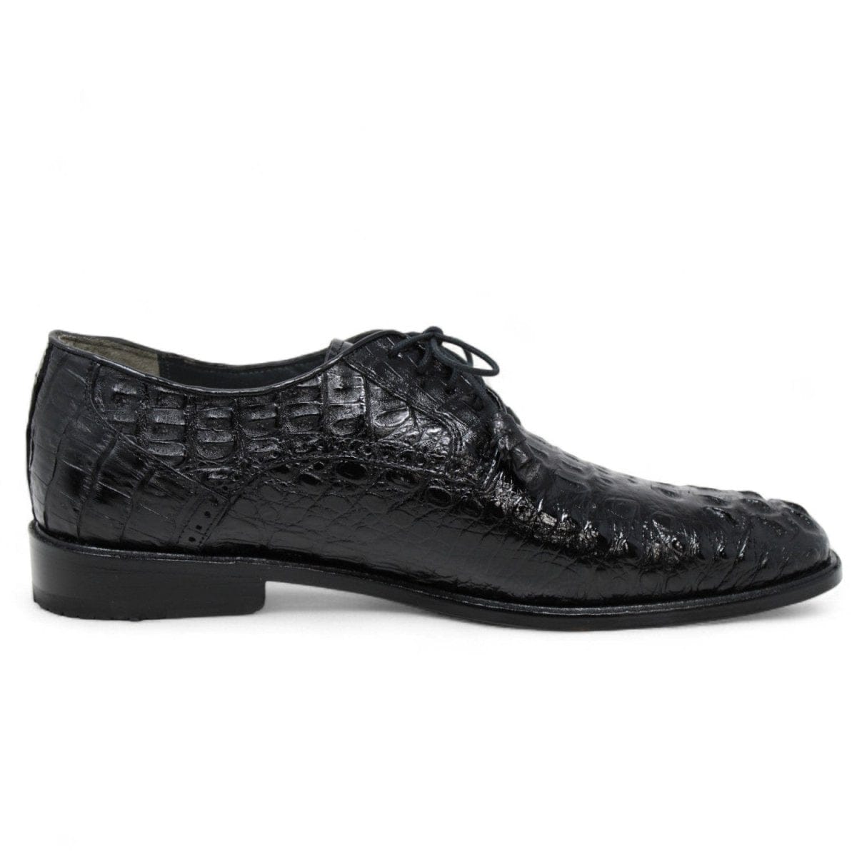 Men's Genuine Caiman Hornback Skin Dress Shoes Black Color - Los Altos Boots