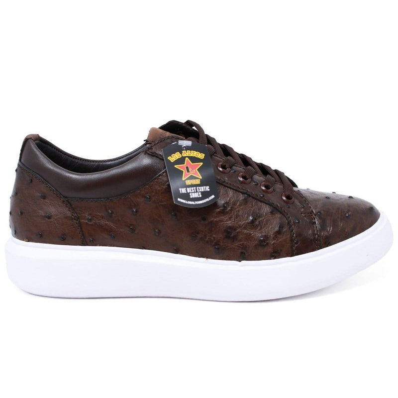 Men's Genuine Ostrich Skin Sneaker Casual Shoes Brown Color - Los Altos Boots