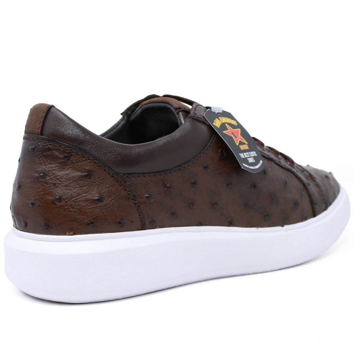 Men's Genuine Ostrich Skin Sneaker Casual Shoes Brown Color - Los Altos Boots