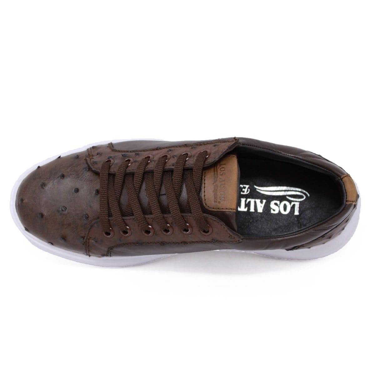 Men's Genuine Ostrich Skin and Leather Sneaker Casual Shoes Brown Color - Los Altos Boots