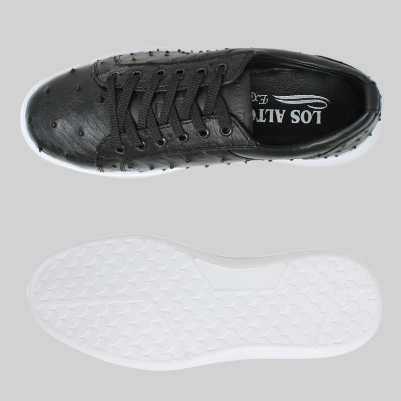 Men's Genuine Ostrich Skin Sneaker Casual Shoes Black Color - Los Altos Boots