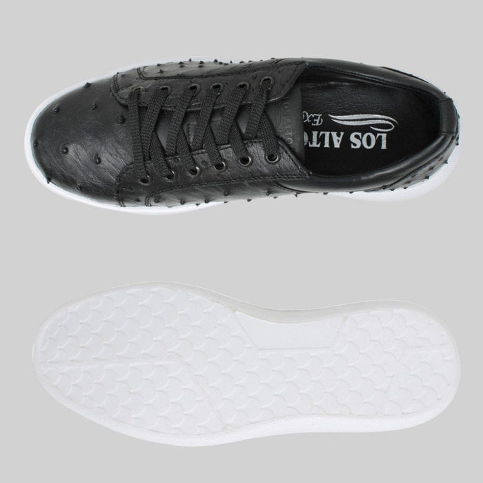 Men's Genuine Ostrich Skin Sneaker Casual Shoes Black Color - Los Altos Boots