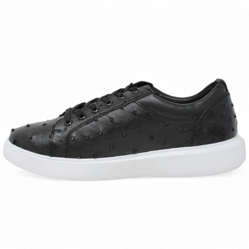 Men's Genuine Ostrich Skin Sneaker Casual Shoes Black Color - Los Altos Boots