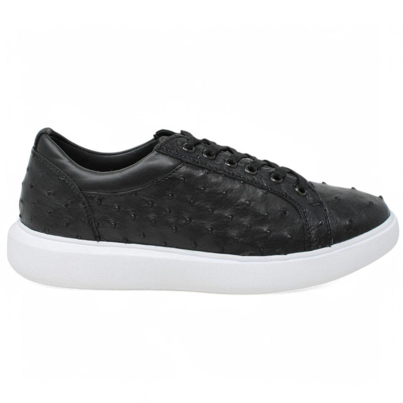 Men's Genuine Ostrich Skin Sneaker Casual Shoes Black Color - Los Altos Boots