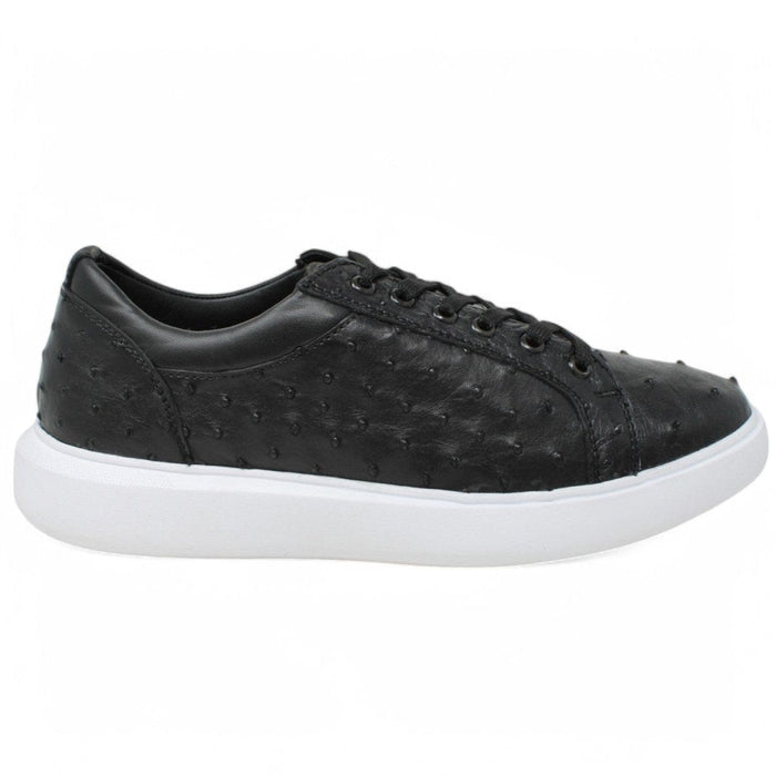 Men's Genuine Ostrich Skin Sneaker Casual Shoes Black Color - Los Altos Boots