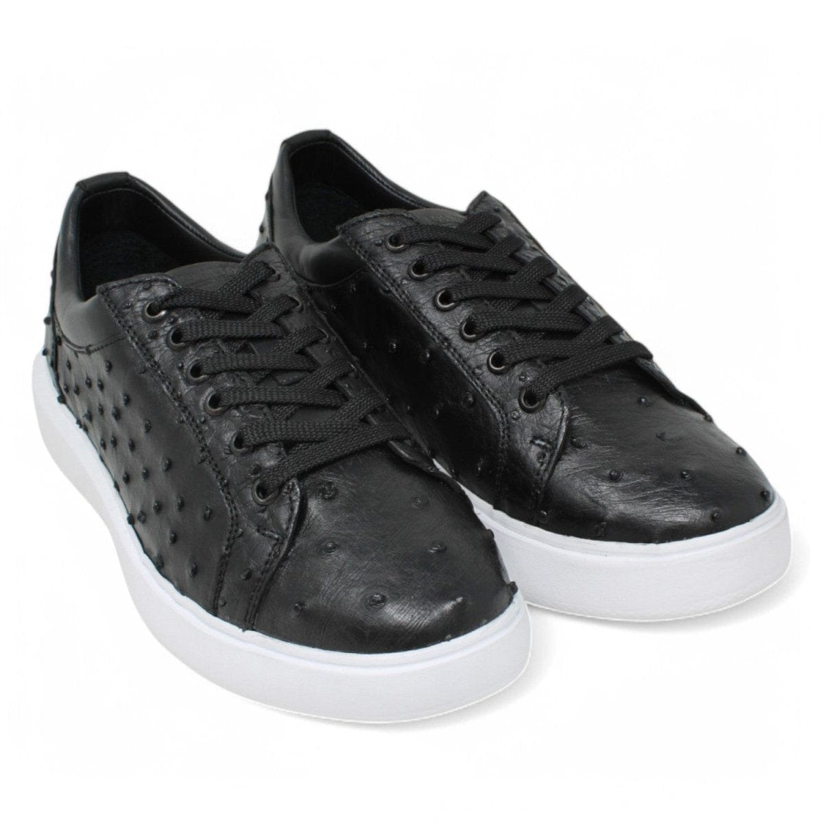 Men's Genuine Ostrich Skin Sneaker Casual Shoes Black Color - Los Altos Boots