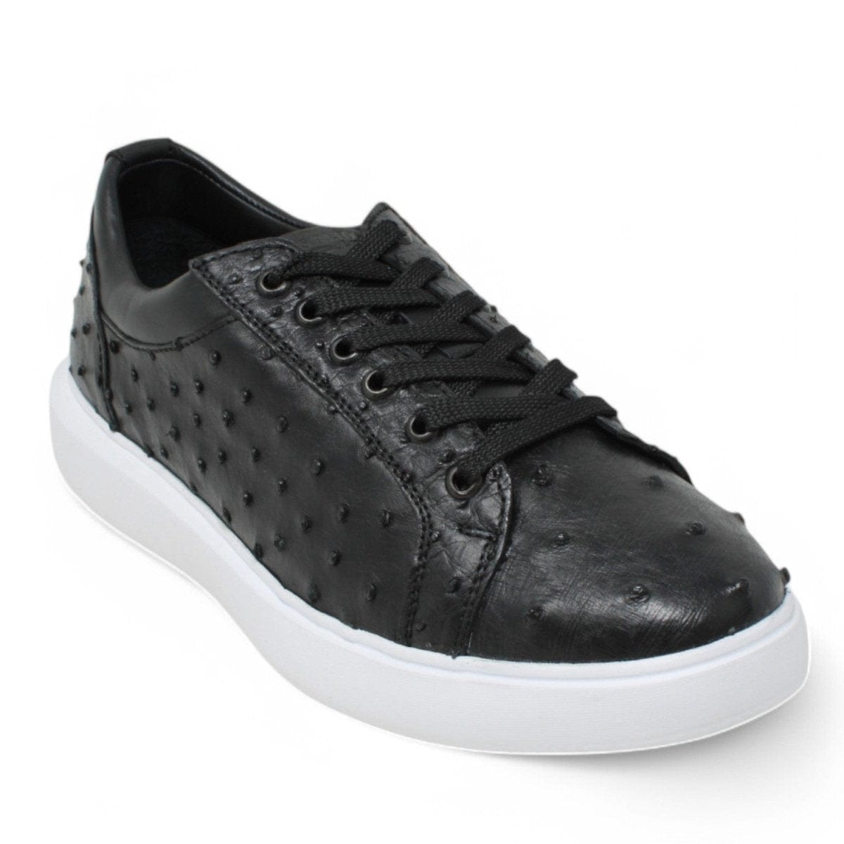 Men's Genuine Ostrich Skin Sneaker Casual Shoes Black Color - Los Altos Boots