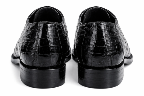Los Altos Men's Black Crocodile Shoes Italian Toe