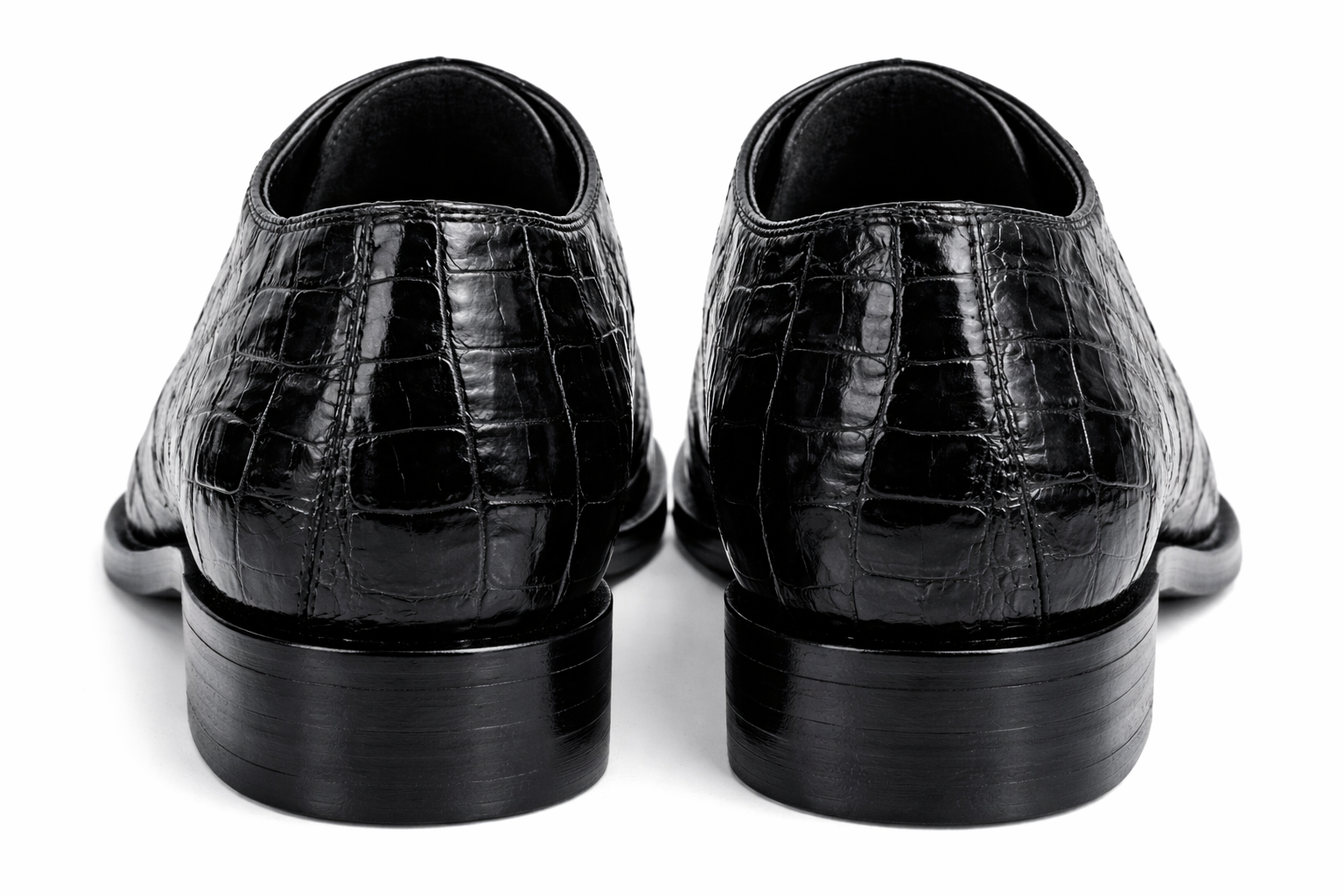 Los Altos Men's Black Crocodile Shoes Italian Toe