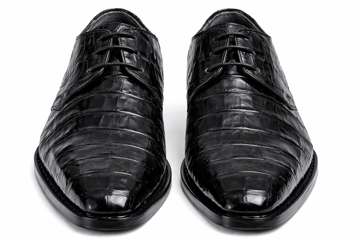 Los Altos Men's Black Crocodile Shoes Italian Toe