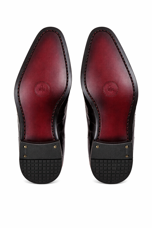 Los Altos Men's Black Crocodile Shoes Italian Toe