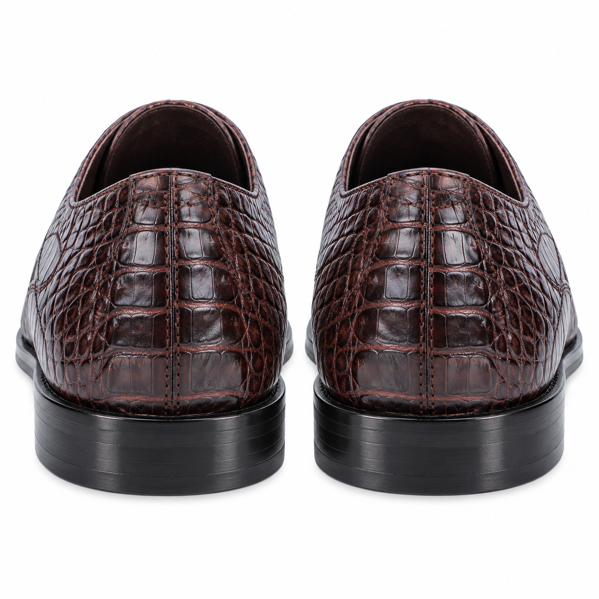 Los Altos Men's  Brown Crocodile Shoes Italian Toe Gator Shoes