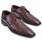 Los Altos Men's  Brown Crocodile Shoes Italian Toe Gator Shoes