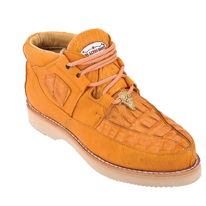 Men's Los Altos Caiman and Smooth Ostrich Skin Shoe ZA052802 - Buttercup