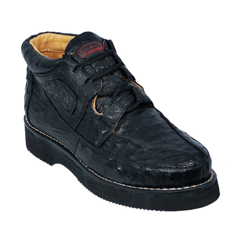 Men's Genuine Full Ostrich Skin Casual Shoes Black Color - Los Altos Boots