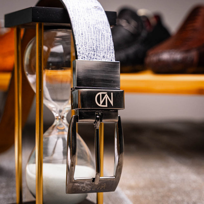 Marco_Di_Milano Lucca Belt Newspaper Black Leather Shoe