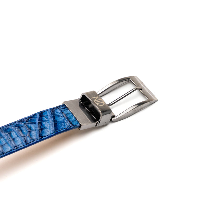 Marco_Di_Milano Luciano Belt: Blue & Brandy Leather Dress Shoe