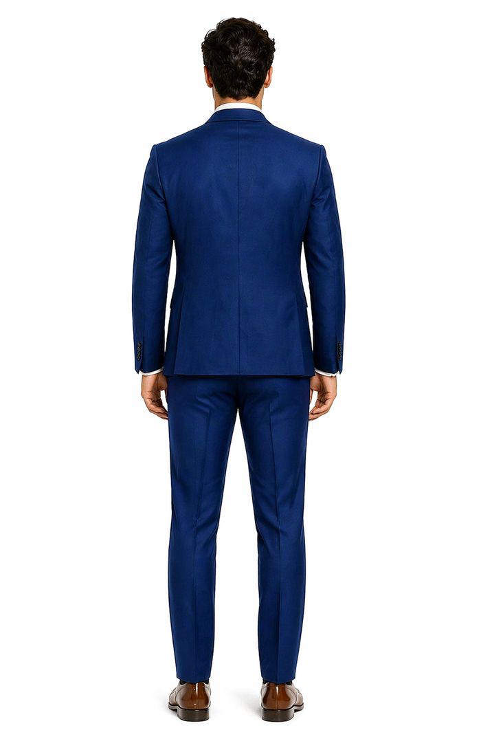 Luxury Blue Three-Piece Suit with Paisley Tie - Elegant Formal Outfit