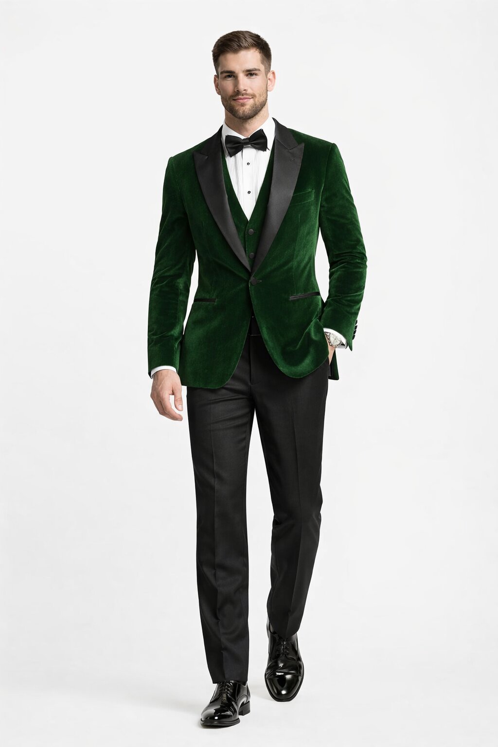 Mens Designer Velvet Tuxedo Jacket in Hunter Green