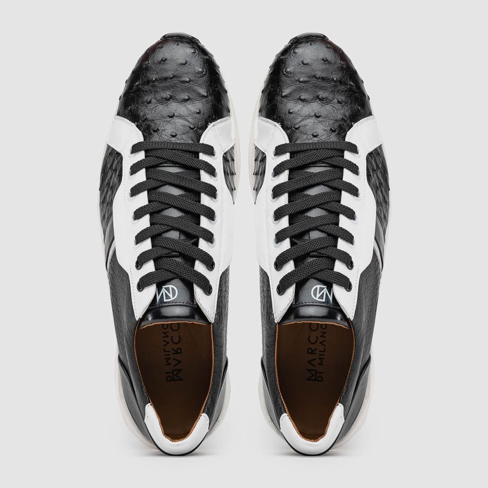 Marco Di Milano Lyon II Ostrich Quill & Calfskin Sneakers