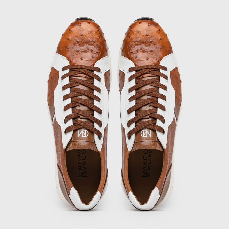 Marco Di Milano Lyon II: Brandy & White Leather Dress Shoe