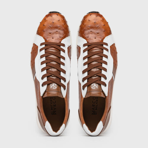 Marco Di Milano Lyon II Ostrich Quill & Calfskin Sneakers