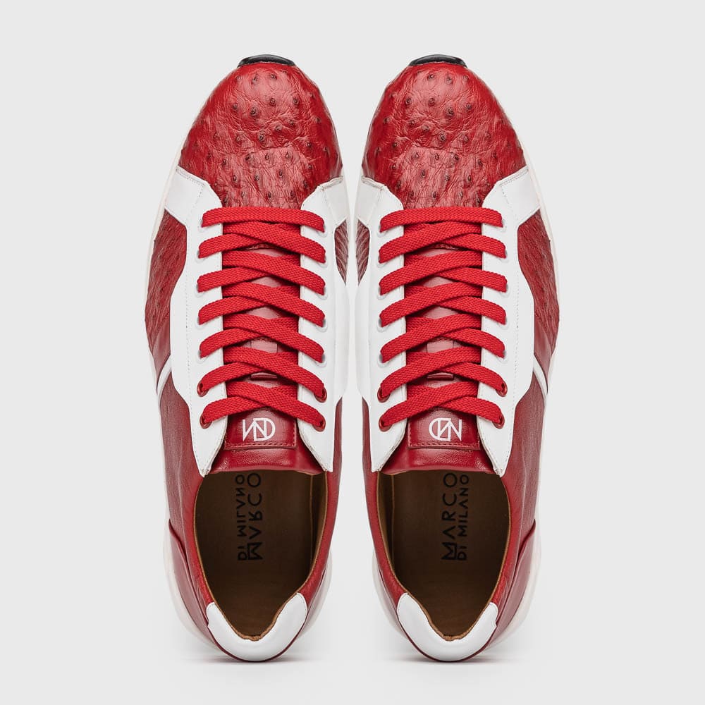 Marco Di Milano Lyon II Ostrich Quill & Calfskin Sneakers