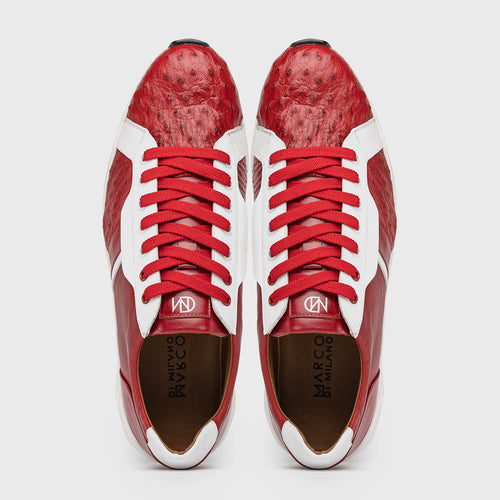 Marco Di Milano Lyon II Ostrich Quill & Calfskin Sneakers