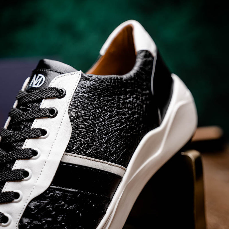 Marco_Di_Milano Lyon II: Black & White Leather Luxury Shoe