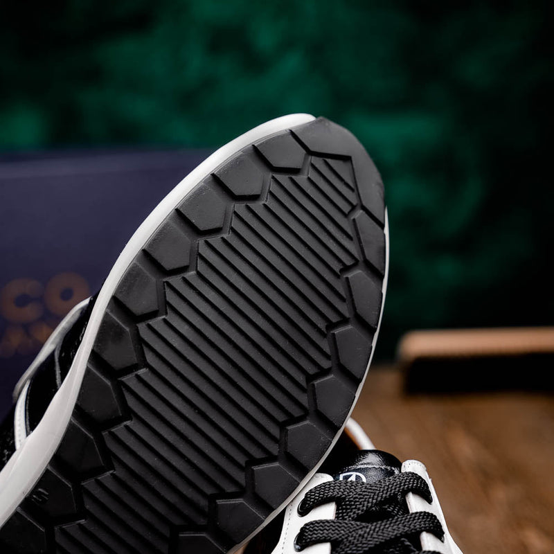 Marco_Di_Milano Lyon II: Black & White Leather Luxury Shoe