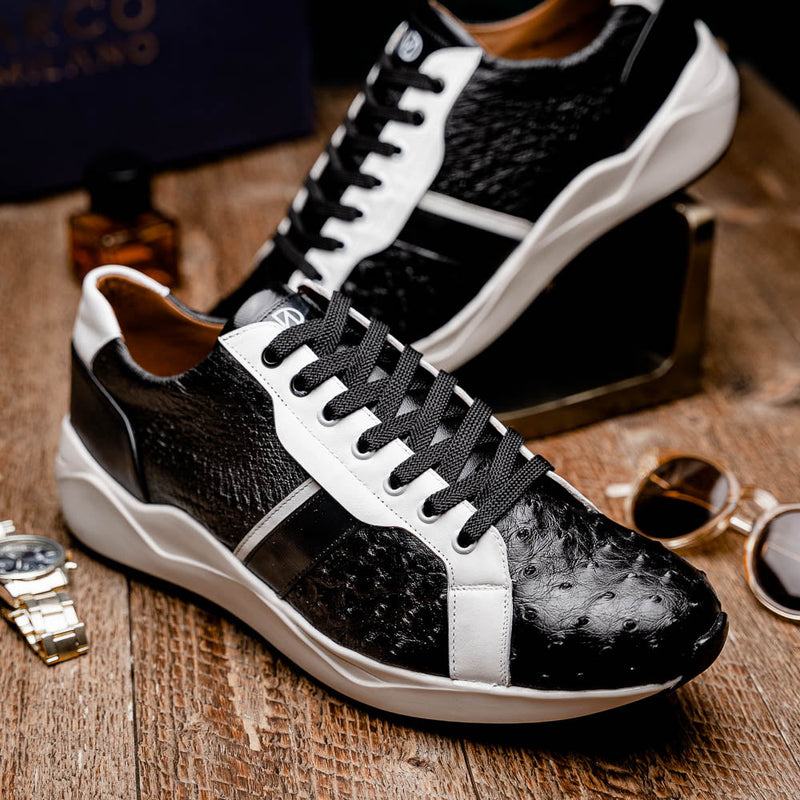 Marco_Di_Milano Lyon II: Black & White Leather Luxury Shoe