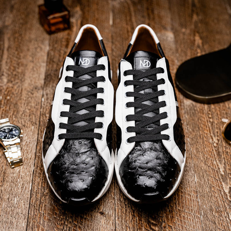 Marco_Di_Milano Lyon II: Black & White Leather Luxury Shoe