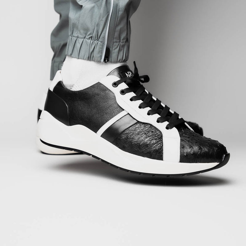 Marco_Di_Milano Lyon II: Black & White Leather Luxury Shoe
