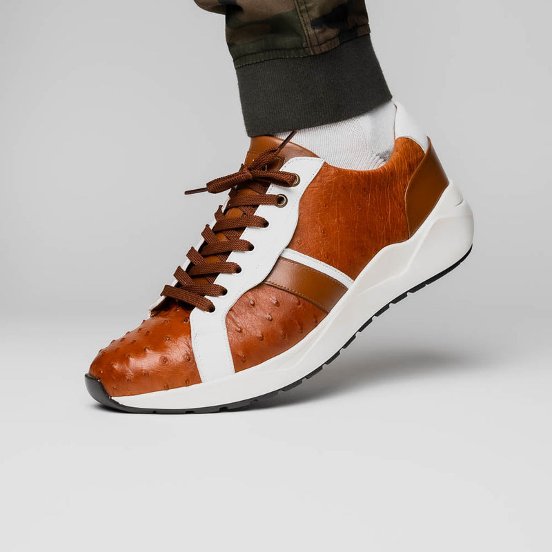 Marco Di Milano Lyon II: Brandy & White Leather Dress Shoe