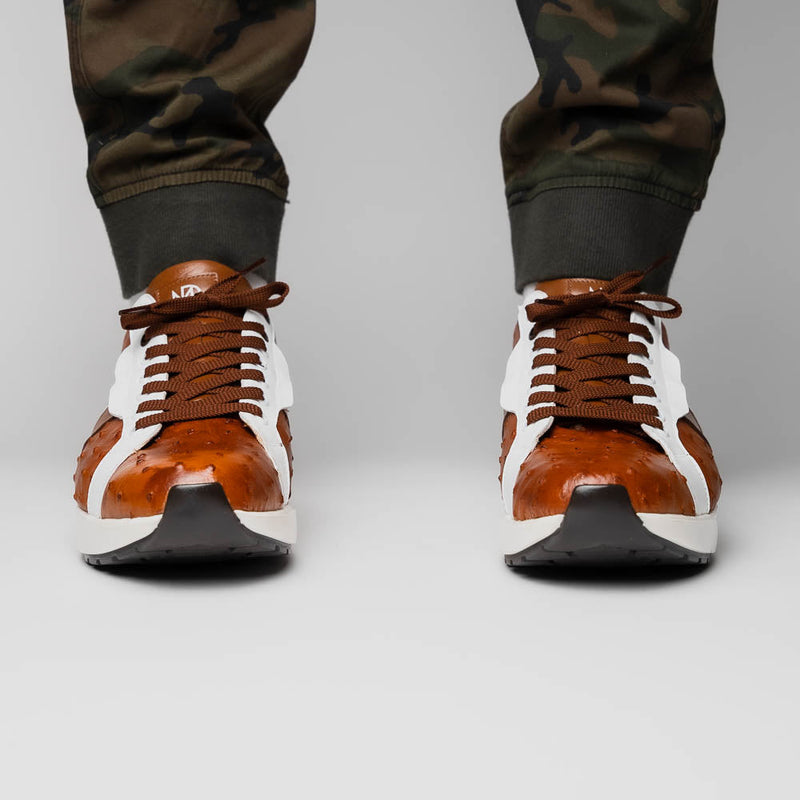 Marco Di Milano Lyon II: Brandy & White Leather Dress Shoe